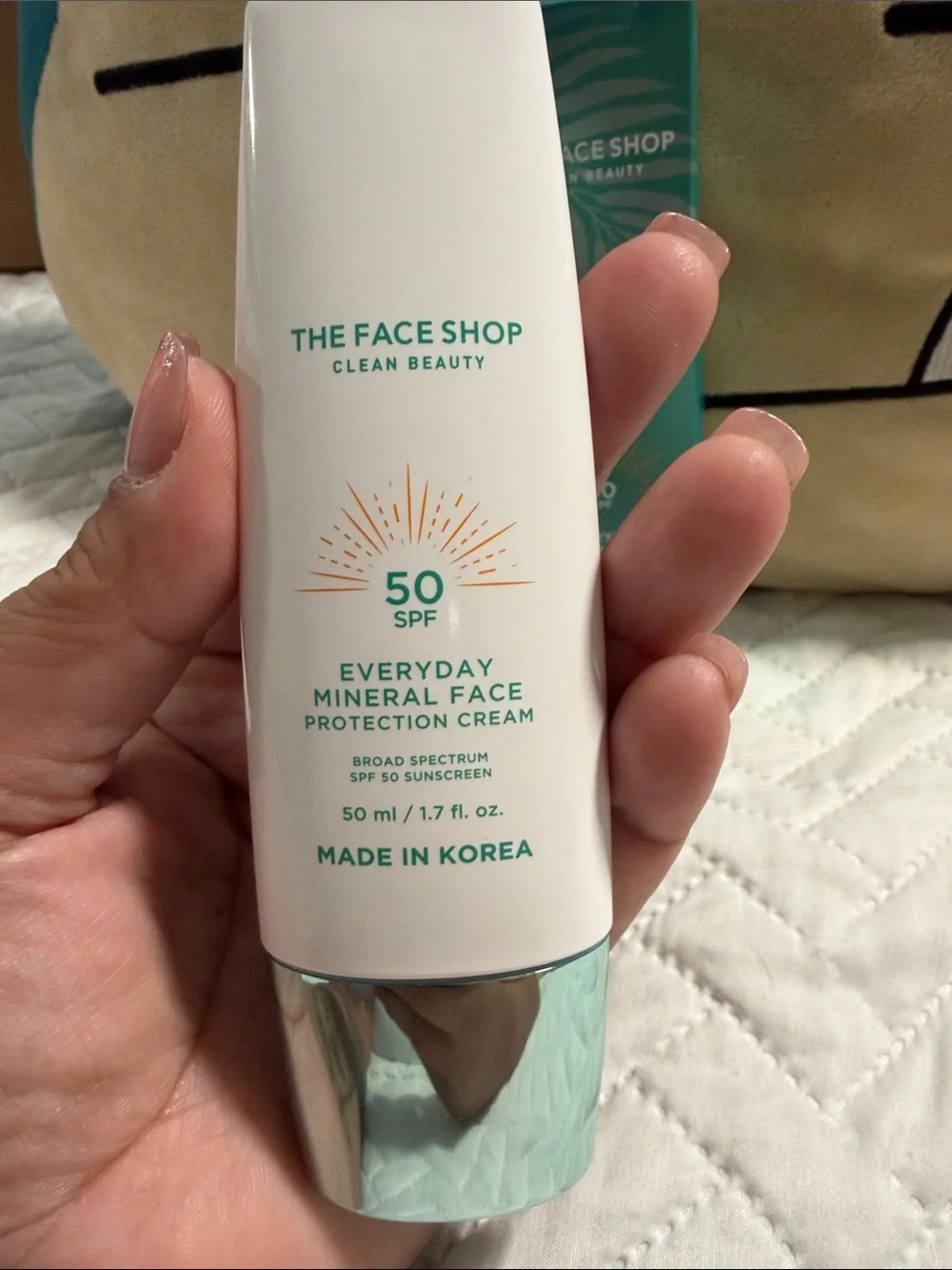 The Face Shop Everyday Mineral Face Protection Cream SPF 50 — White & Teal